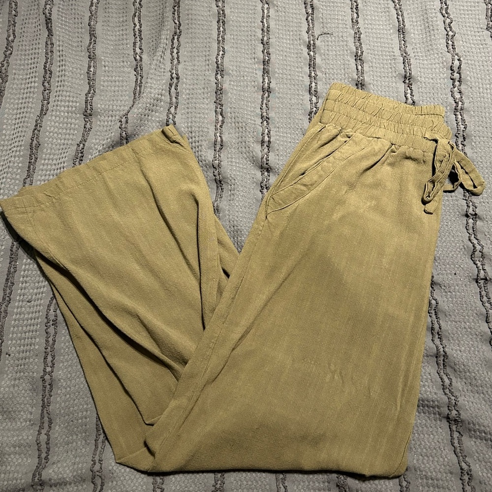 Sienna Sky Tan Wide Leg Pants Relaxed Fit